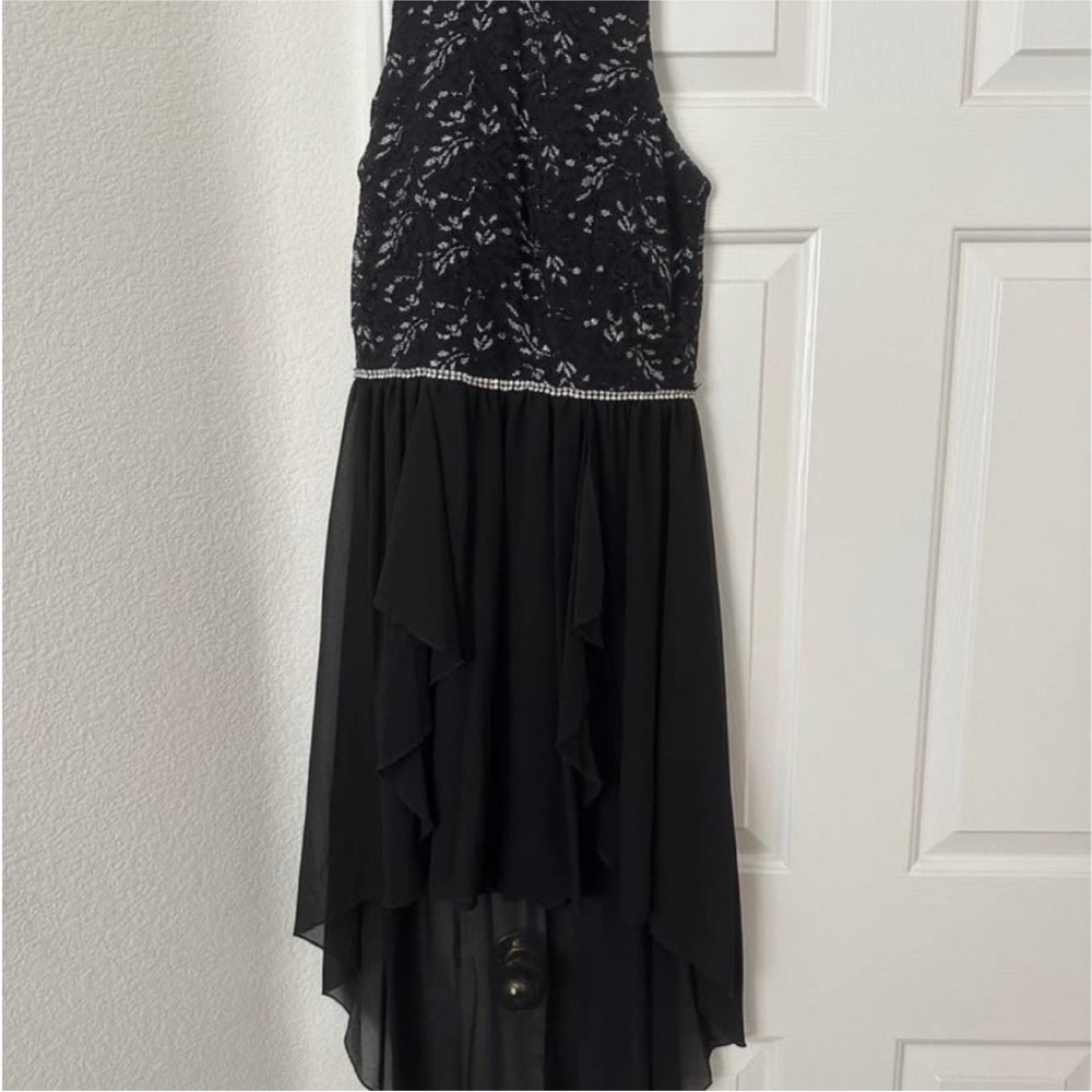 Black Lace High-Low Party Dress